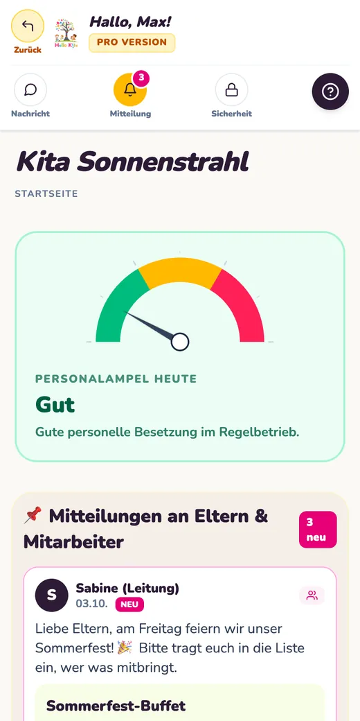Mitteilungen und Personalampel